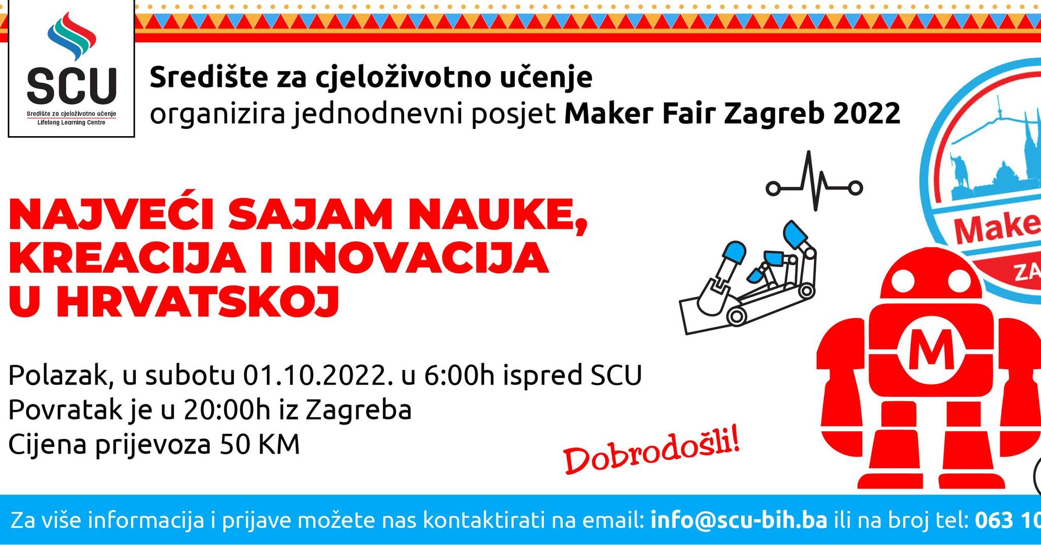 Središte za cjeloživotno učenje organizira jednodnevni izlet u Zagreb i posjet Maker Fair Zagreb 2022.